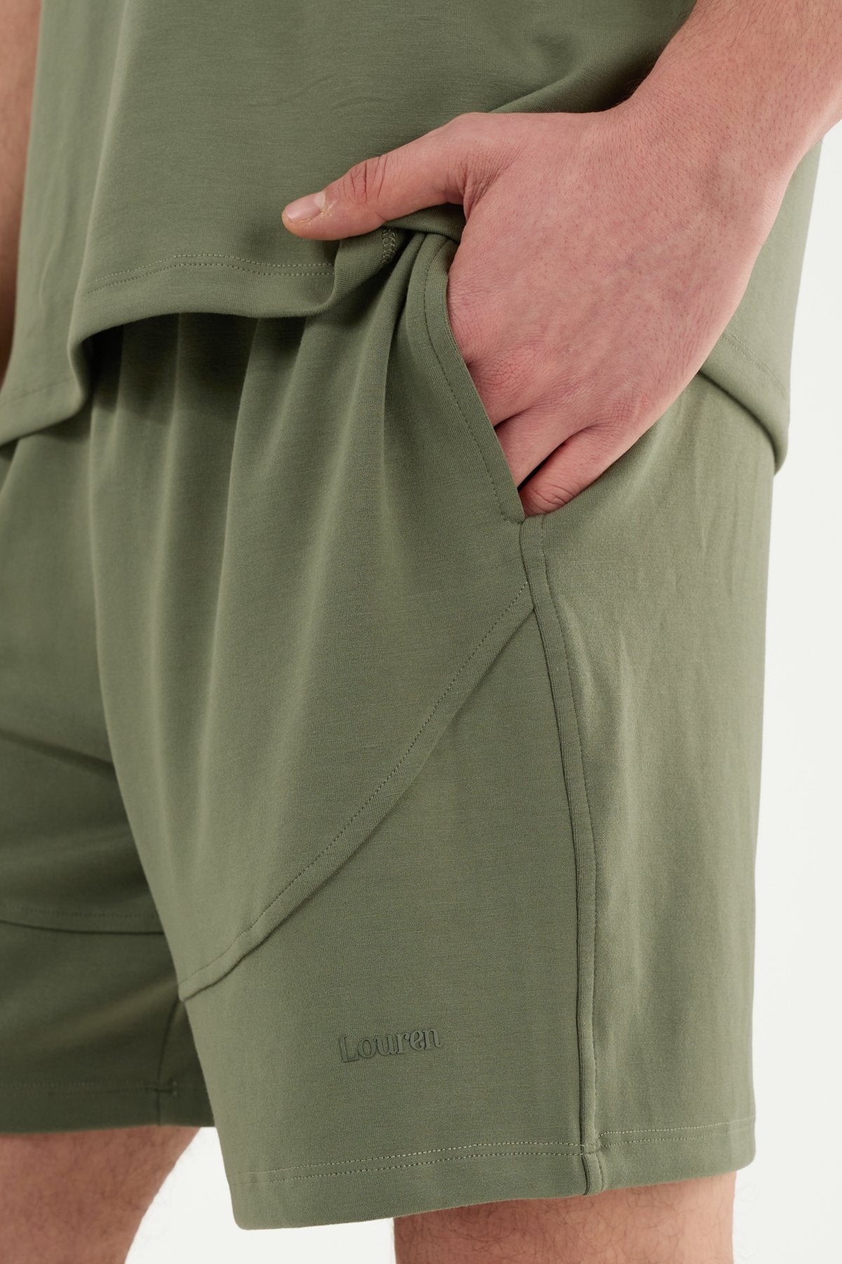 W860 Modal Kumaş Lastik Detyalı Penye Şort