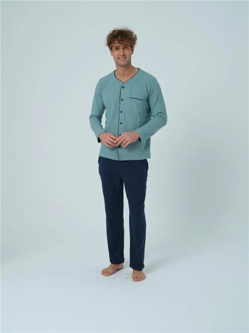 HE1500 Gömlek Pijama Takımı - Yeşil