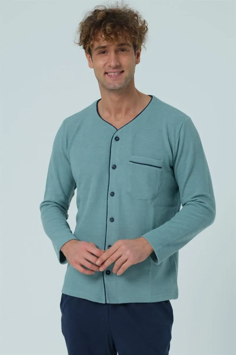 HE1500 Gömlek Pijama Takımı - Yeşil