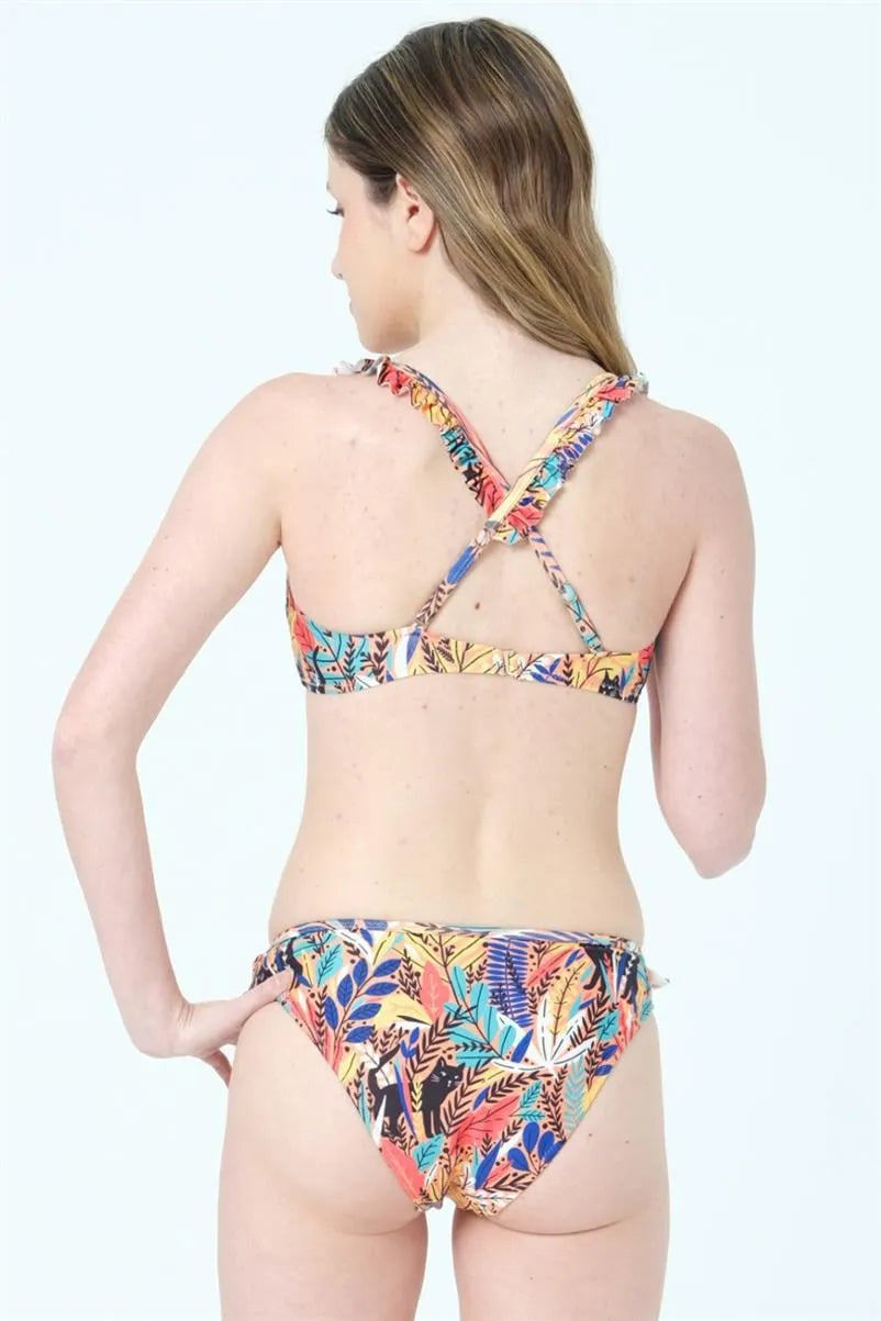 B1549 Çapraz Askılı Bikini - Turuncu
