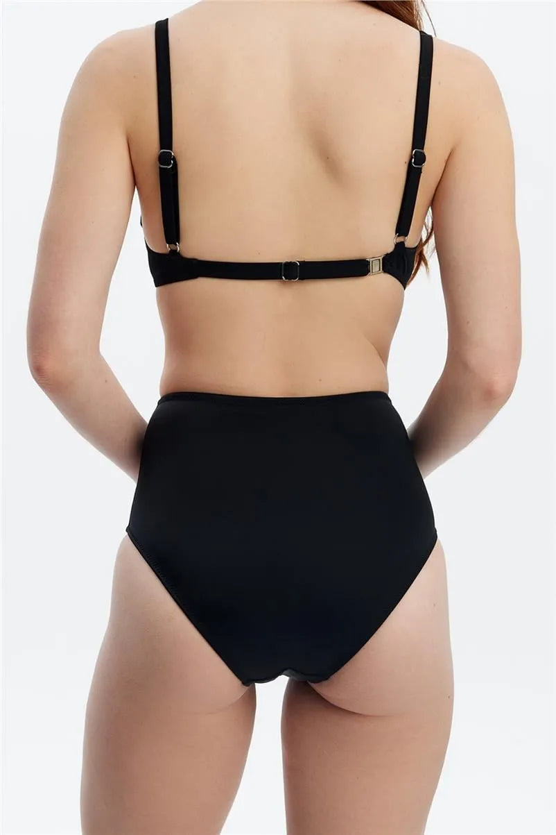 MM8508 Yüksek Bel Bikini Alt - Siyah