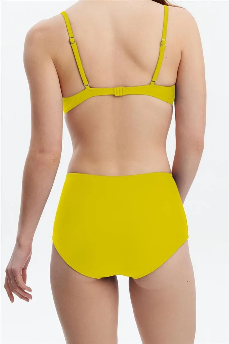 MM8508 Yüksek Bel Bikini Alt - Sarı