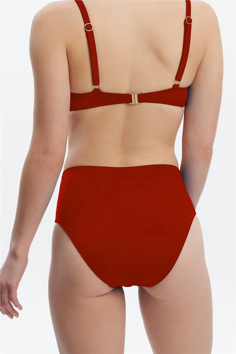 MM8508 Yüksek Bel Bikini Alt - Kırmızı