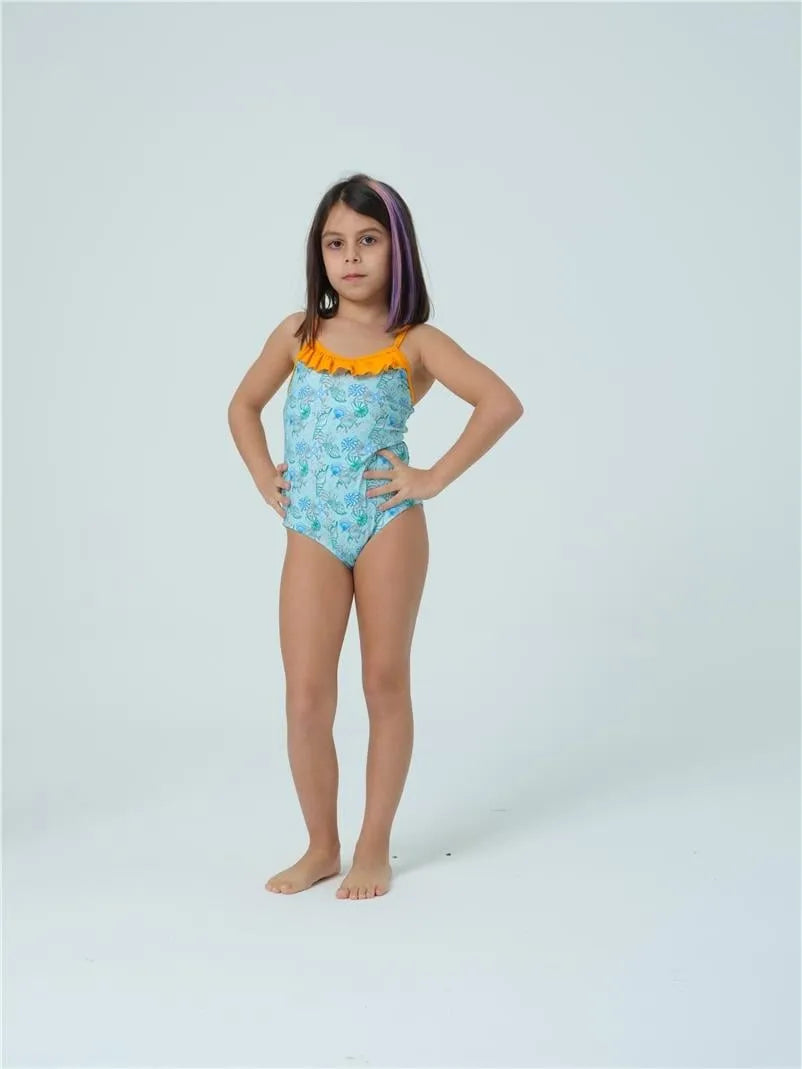 KÇ7510 Kız Çocuk Mayo - Açık Mavi