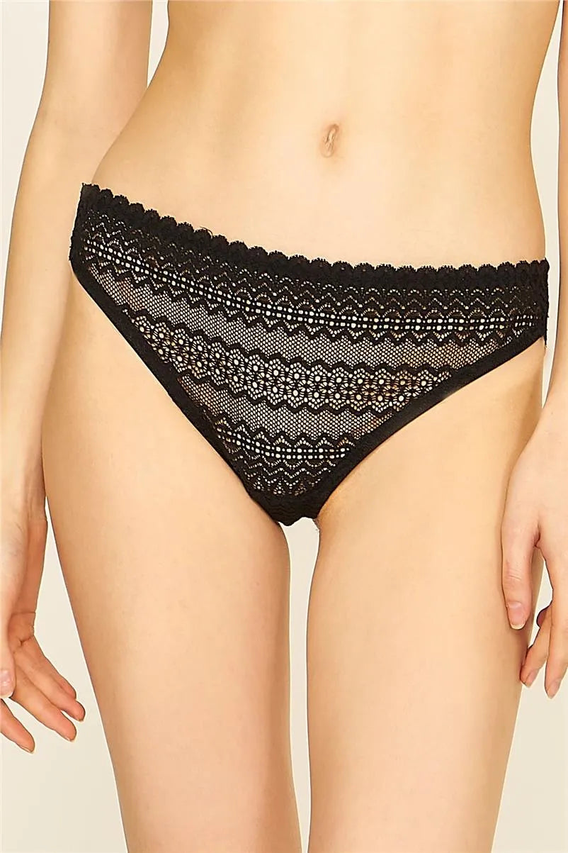 U313 Dantelli Külot - Siyah