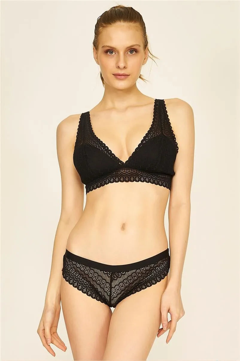 U315 Dantelli Külot - Siyah