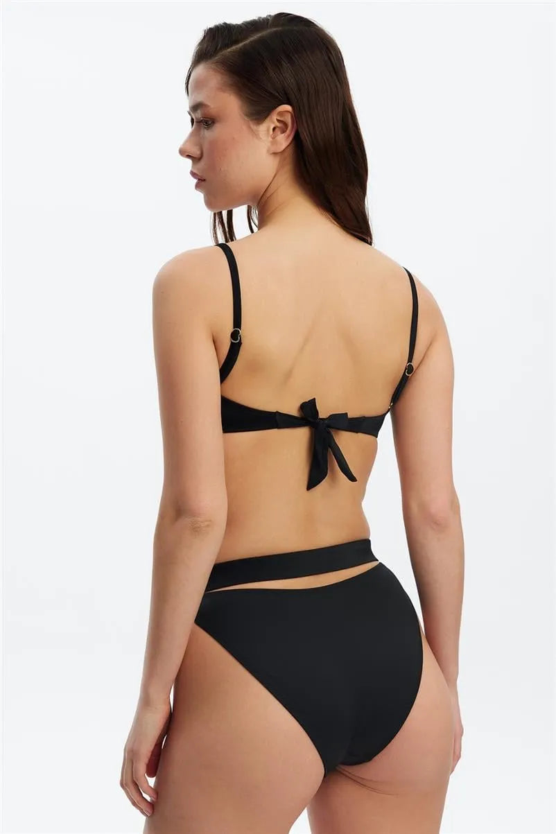 B1726 Tokalı Straplez Bikini Takım - Siyah
