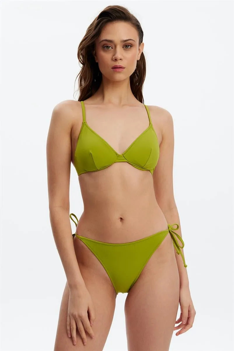 MM8516 Telli Üçgen Üst - Yağ Yeşili