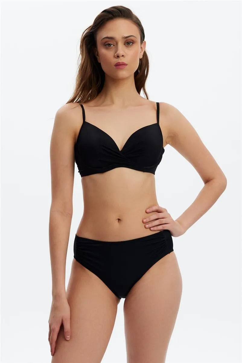 MM8524 Dönmeli Kap Bikini Üstü - Siyah