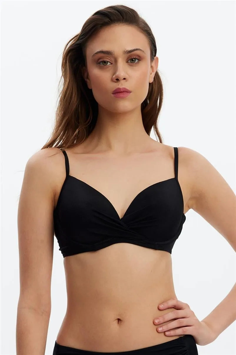 MM8524 Dönmeli Kap Bikini Üstü - Siyah