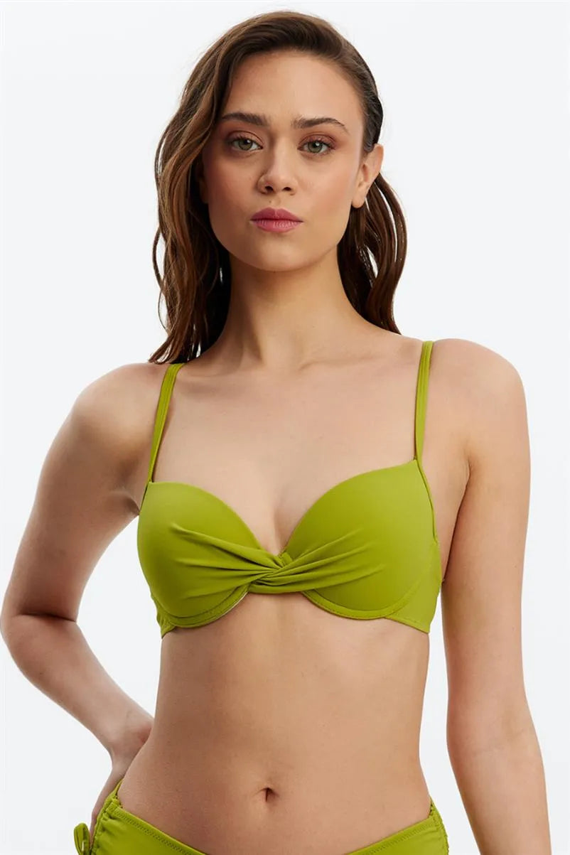 MM8524 Dönmeli Kap Bikini Üstü - Yağ Yeşili