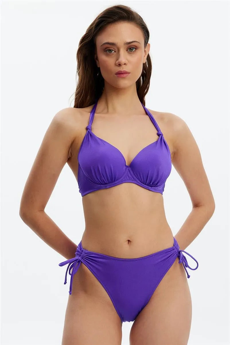 MM8509 Kenarı Tünelli Bikini Altı - Mor