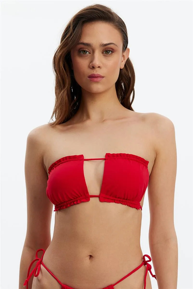 MM8543 Straplez Tünelli Üst - Kırmızı