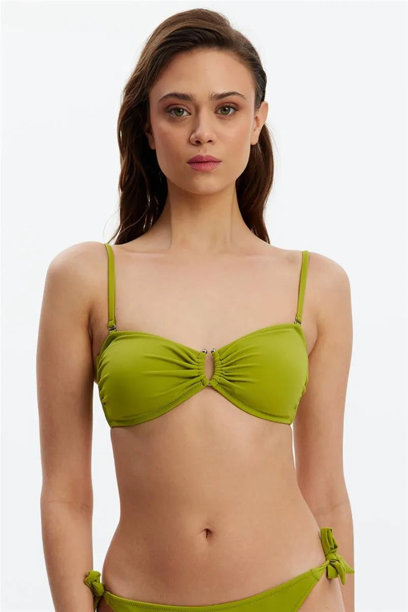 MM8518 U Telli Straplez Üst - Yağ Yeşili
