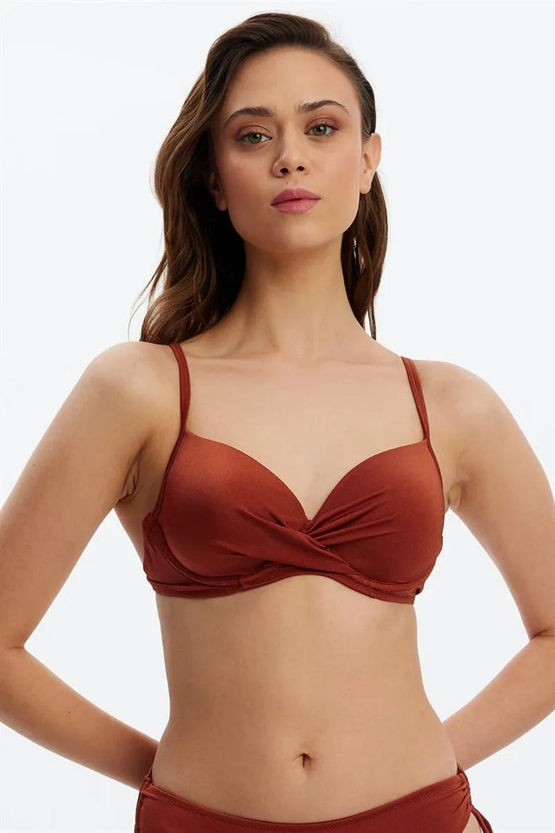 MM8524 Dönmeli Kap Bikini Üstü - Kiremit