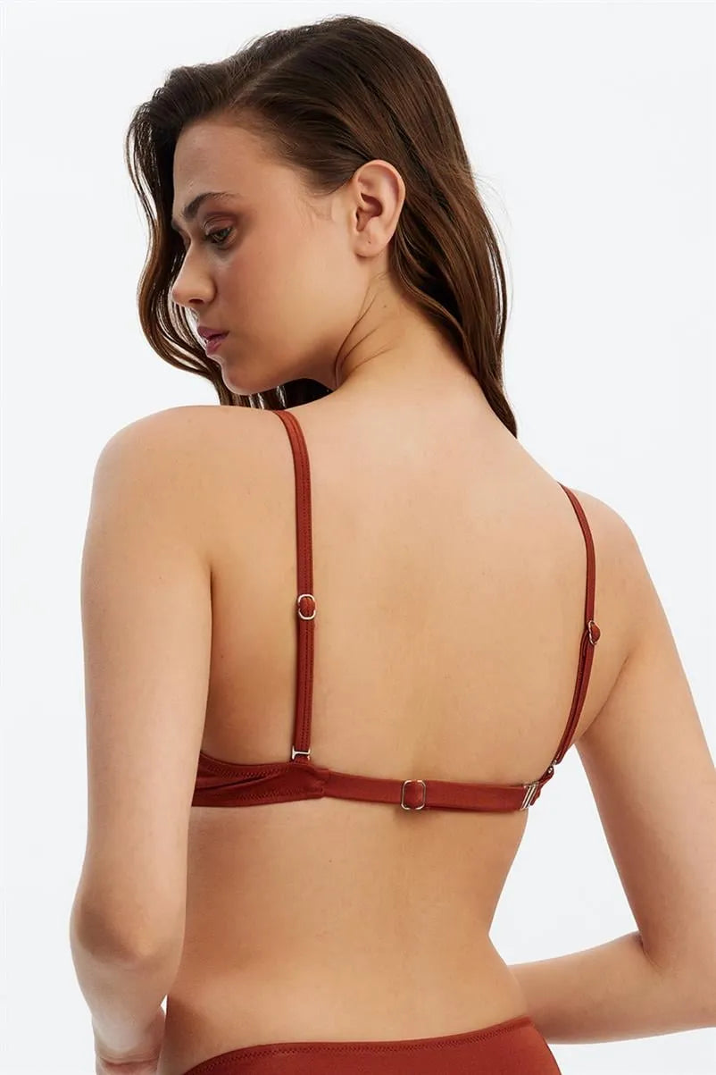 MM8524 Dönmeli Kap Bikini Üstü - Kiremit