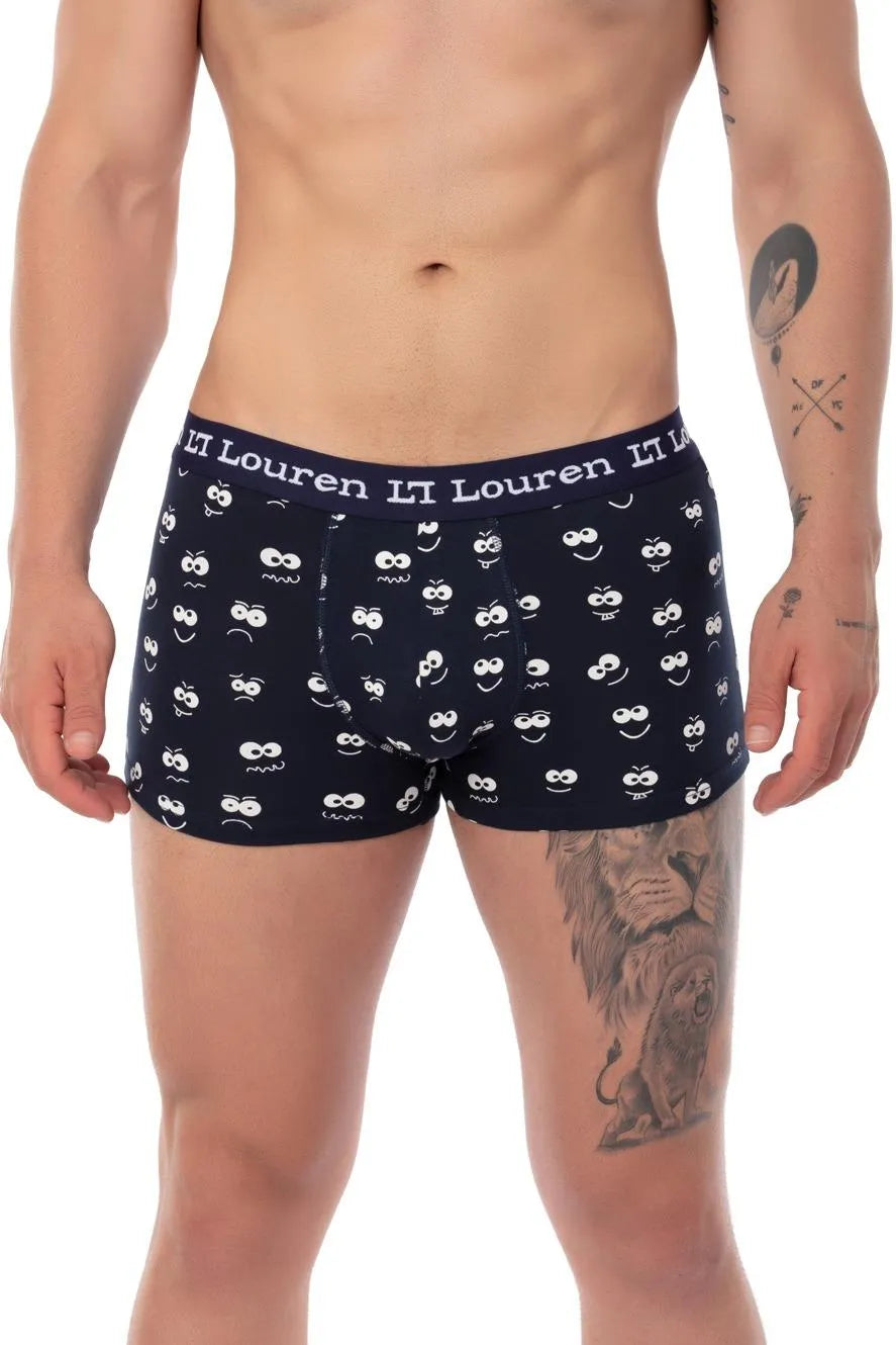 U625 Erkek 3'lü Boxer - Lacivert Gülen Yüz