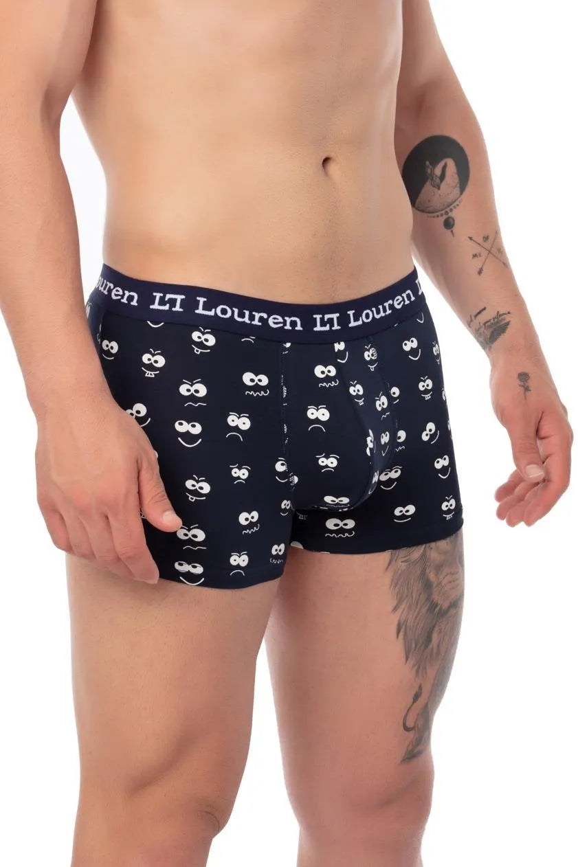 U625 Erkek 3'lü Boxer - Lacivert Gülen Yüz