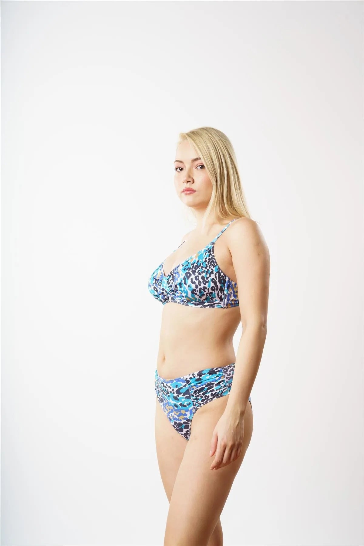 B1849 Kuplu Toparlayıcı Bikini Takım - Mavi