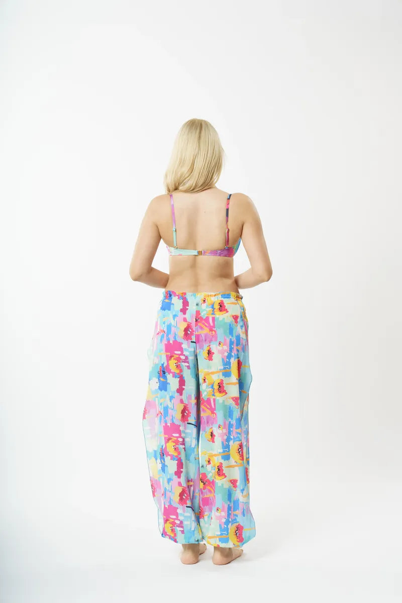 P5823 Yırtmaçlı Pant Pareo - Mavi
