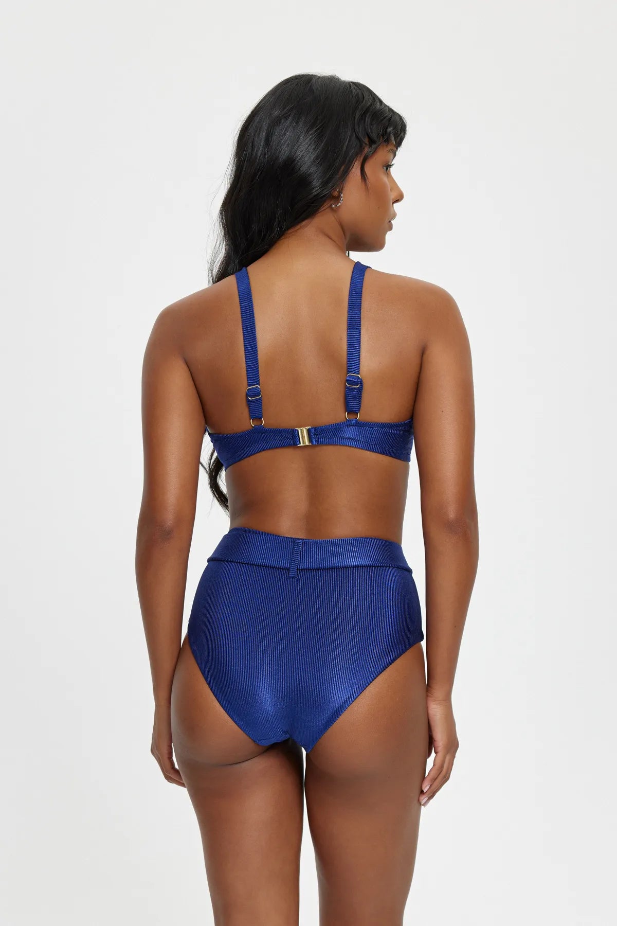 B11037 Telli Toparlayıcı Kemer Tokalı Bikini Takımı - Lacivert