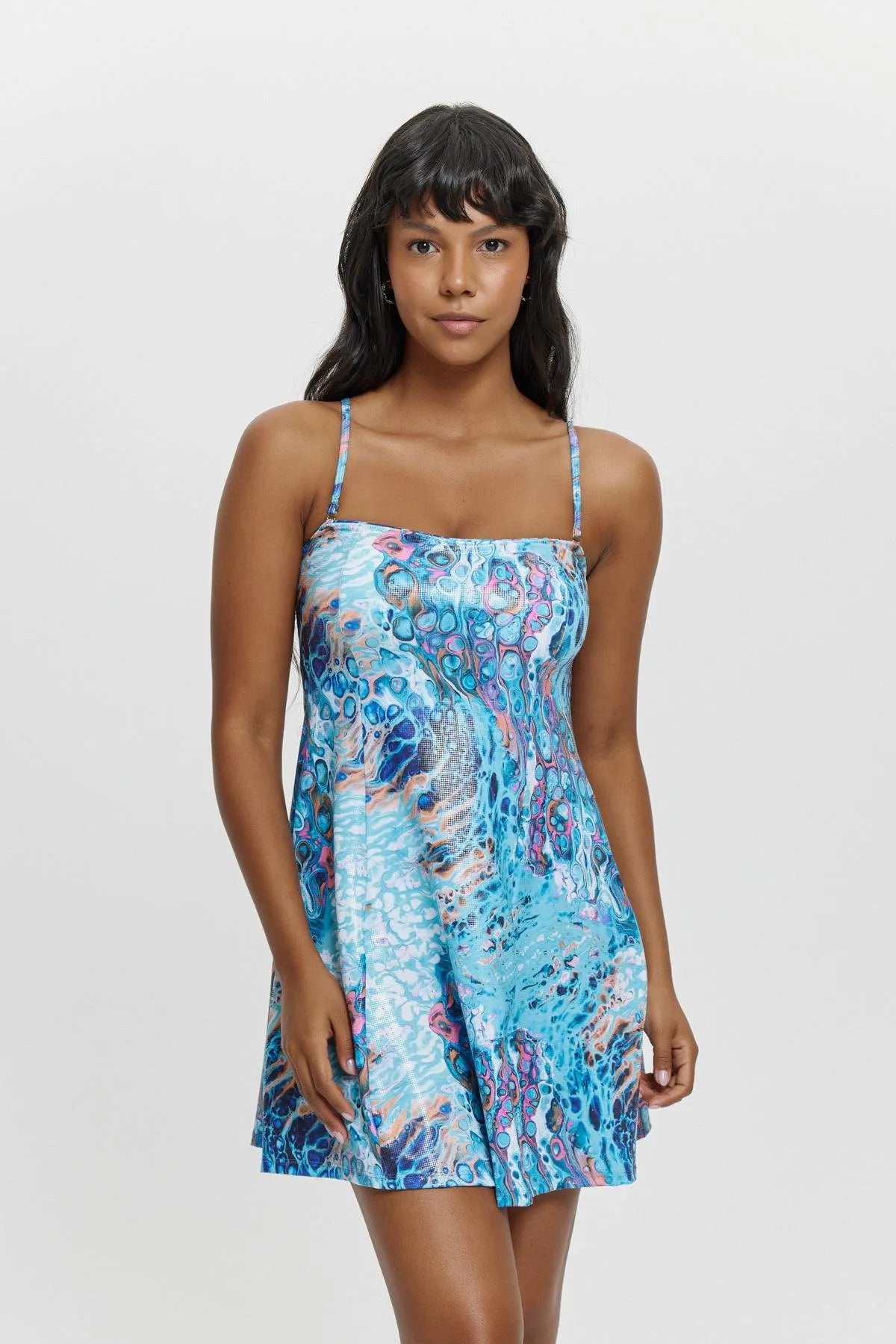 M12022 İnce Askılı Elbise Mayo - Mavi