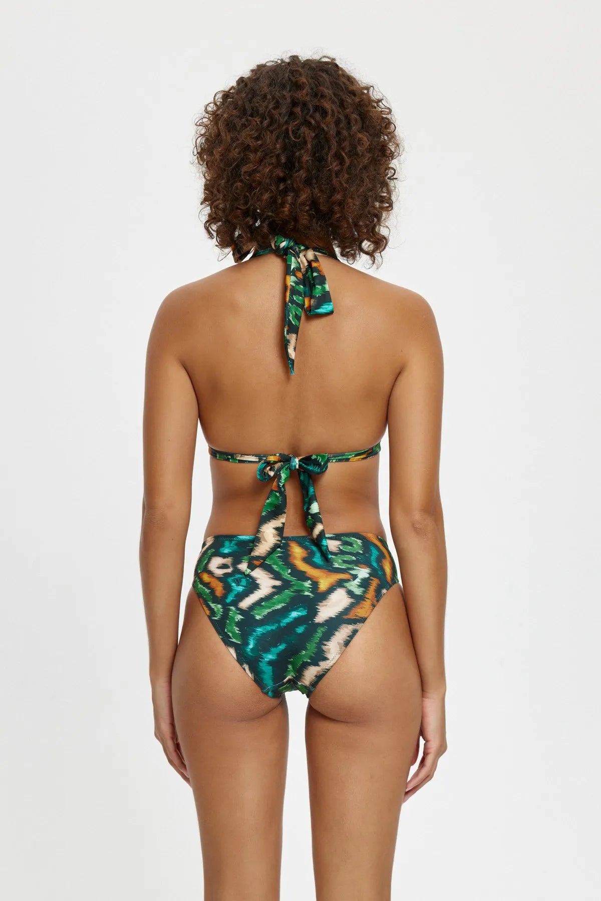 B11057 Üçgen Boş Kaplı Bikini Takımı - Kamuflaj