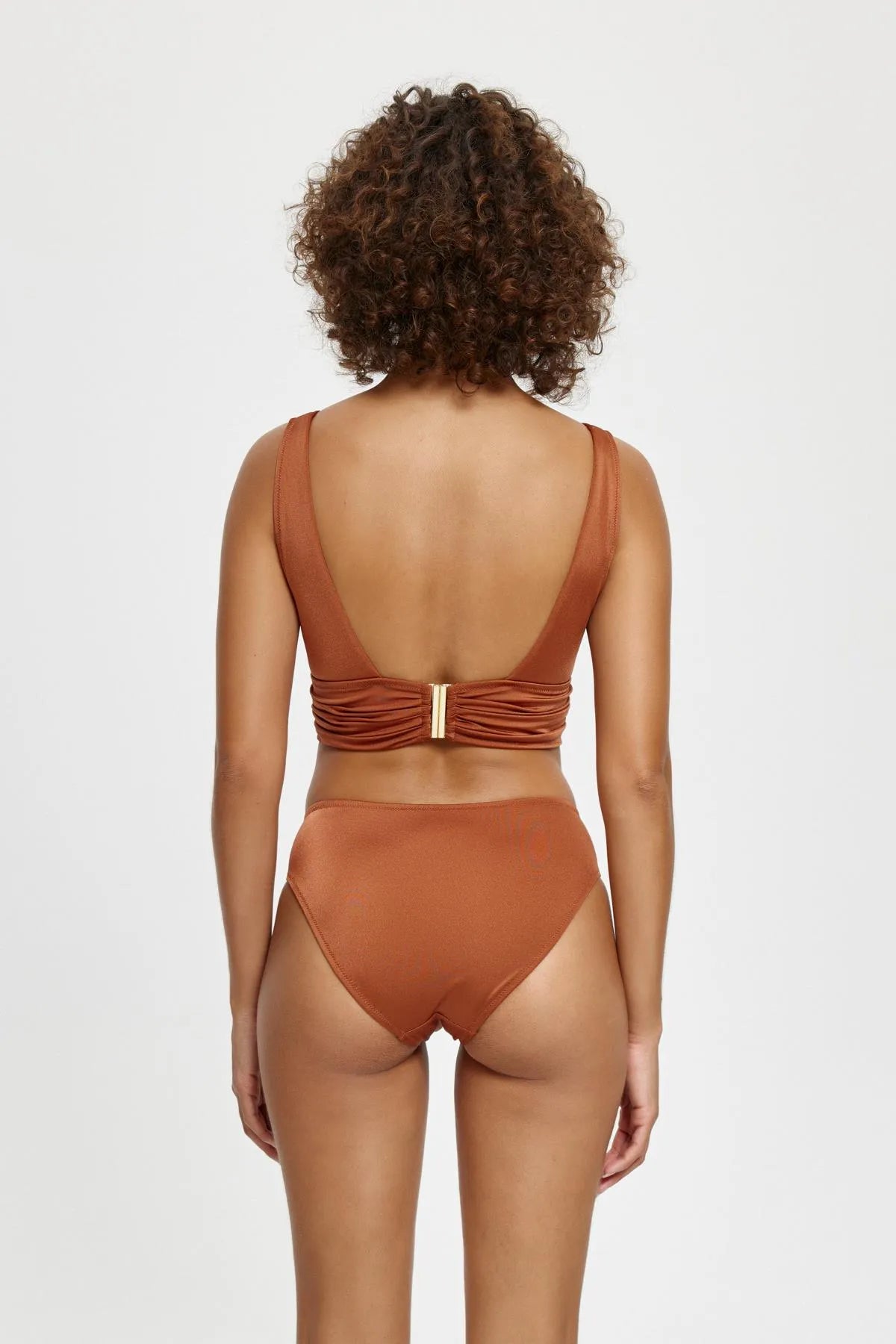 B11091 Uzun Üçgen Bikini Takımı - Kiremit