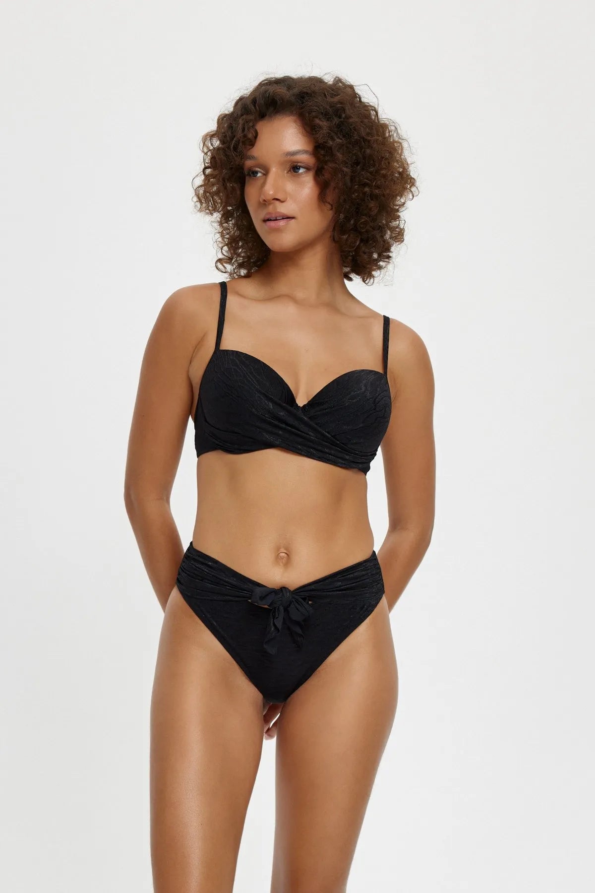 B11105 Döner Kaplı Bikini Takımı - Siyah