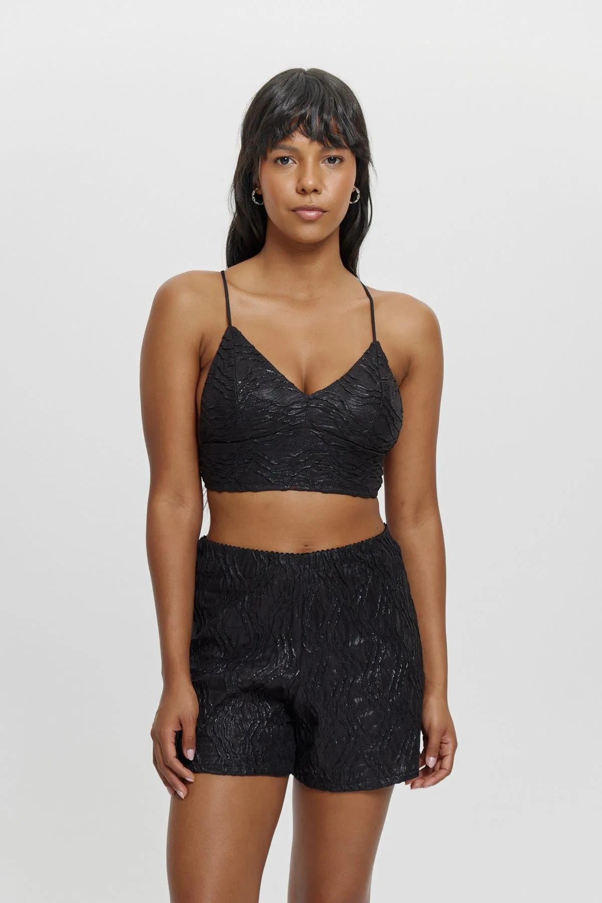 P15110 Sırtı Bağcıklı Bluz - Siyah