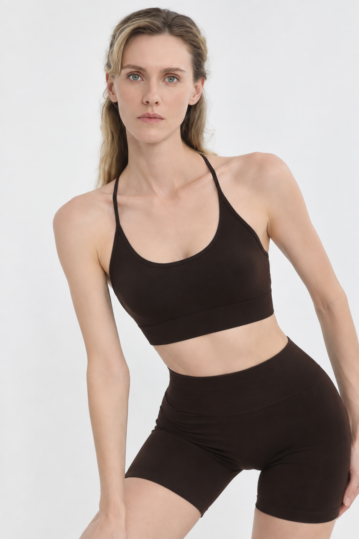 Seamless İnce Askılı Spor Bra W262 - Kahverengi