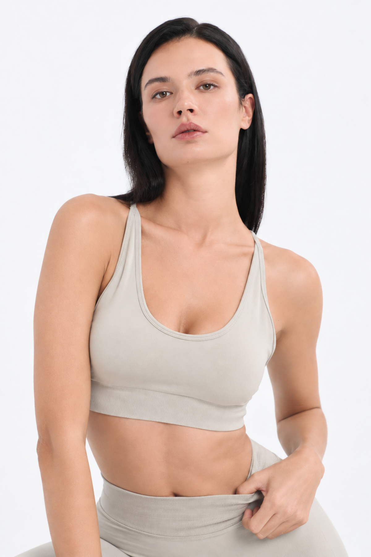 Seamless Çapraz Askılı Spor Bra W263 - Ekru