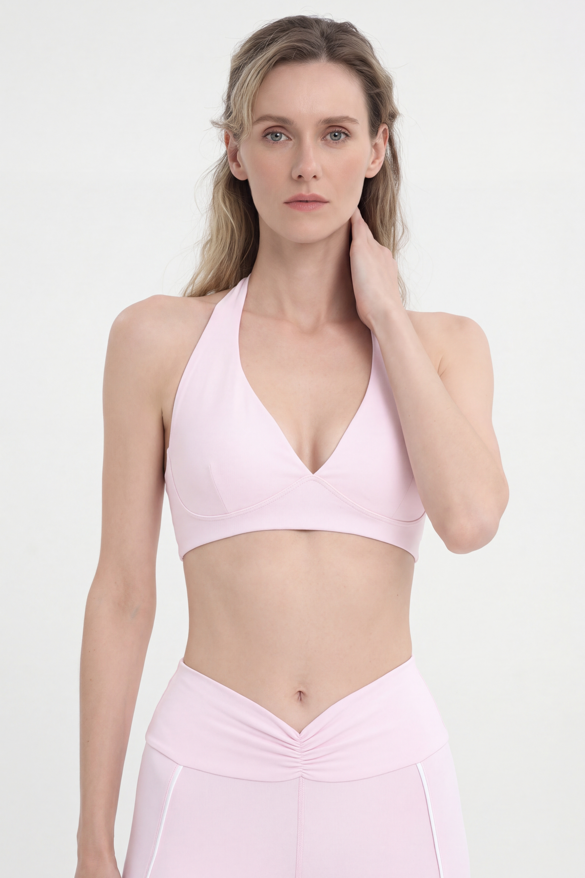 İnce Askı V Yaka Spor Bra W588 - Pembe