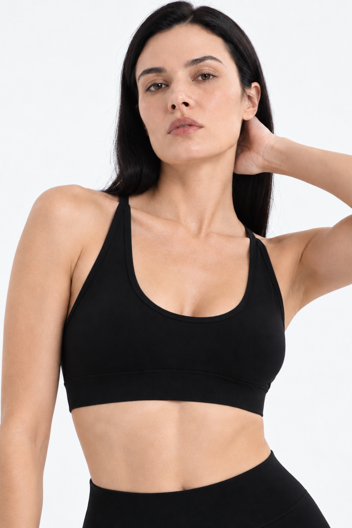 Seamless Çapraz Askılı Spor Bra W263 - Siyah