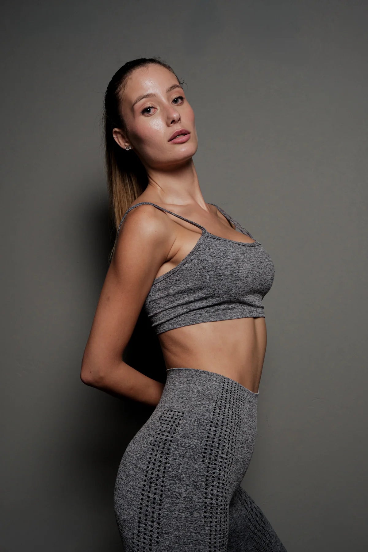 Askılı Crop - Gri Melanj