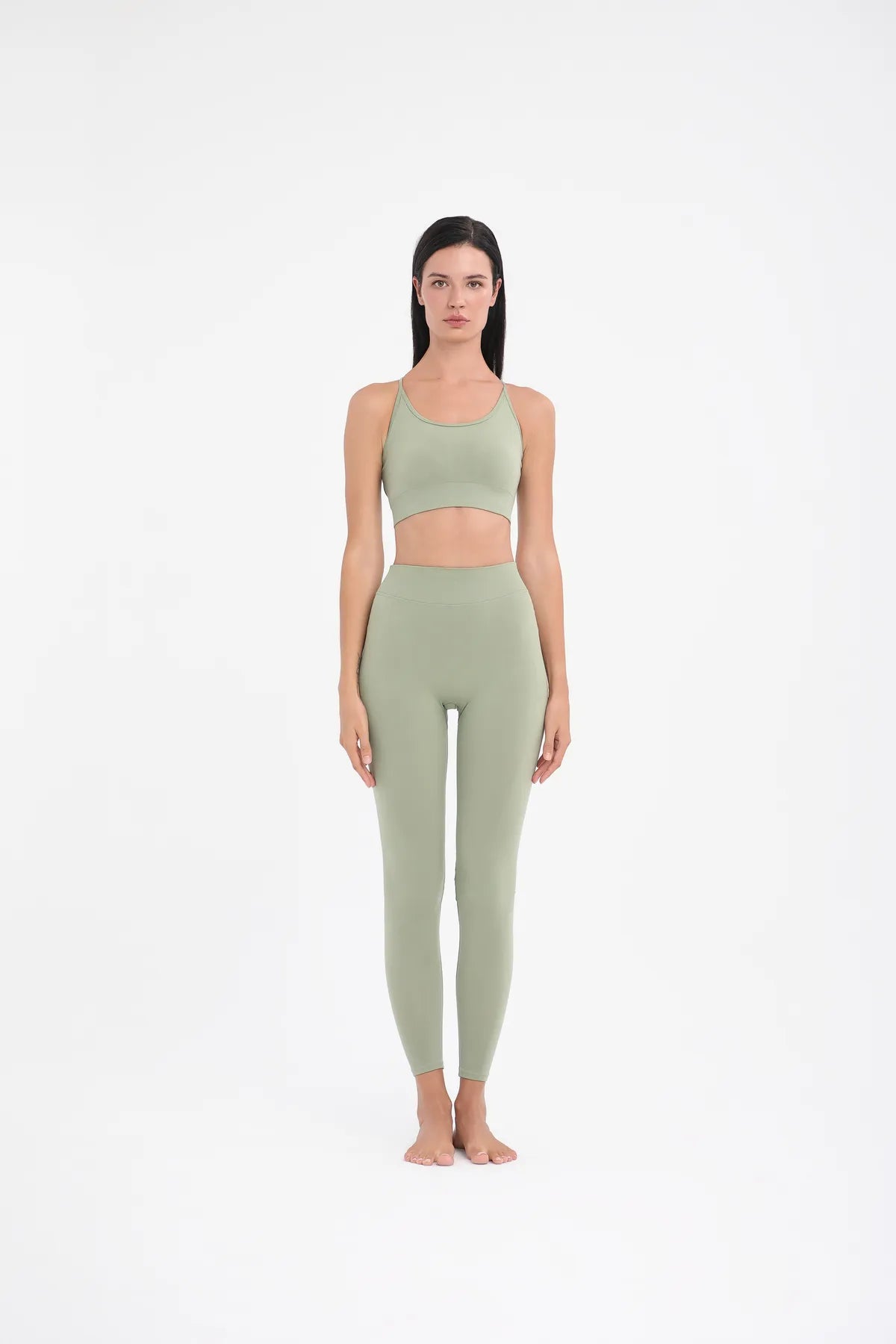 Seamless Yüksek Bel Uzun Tayt - Mint Yeşil