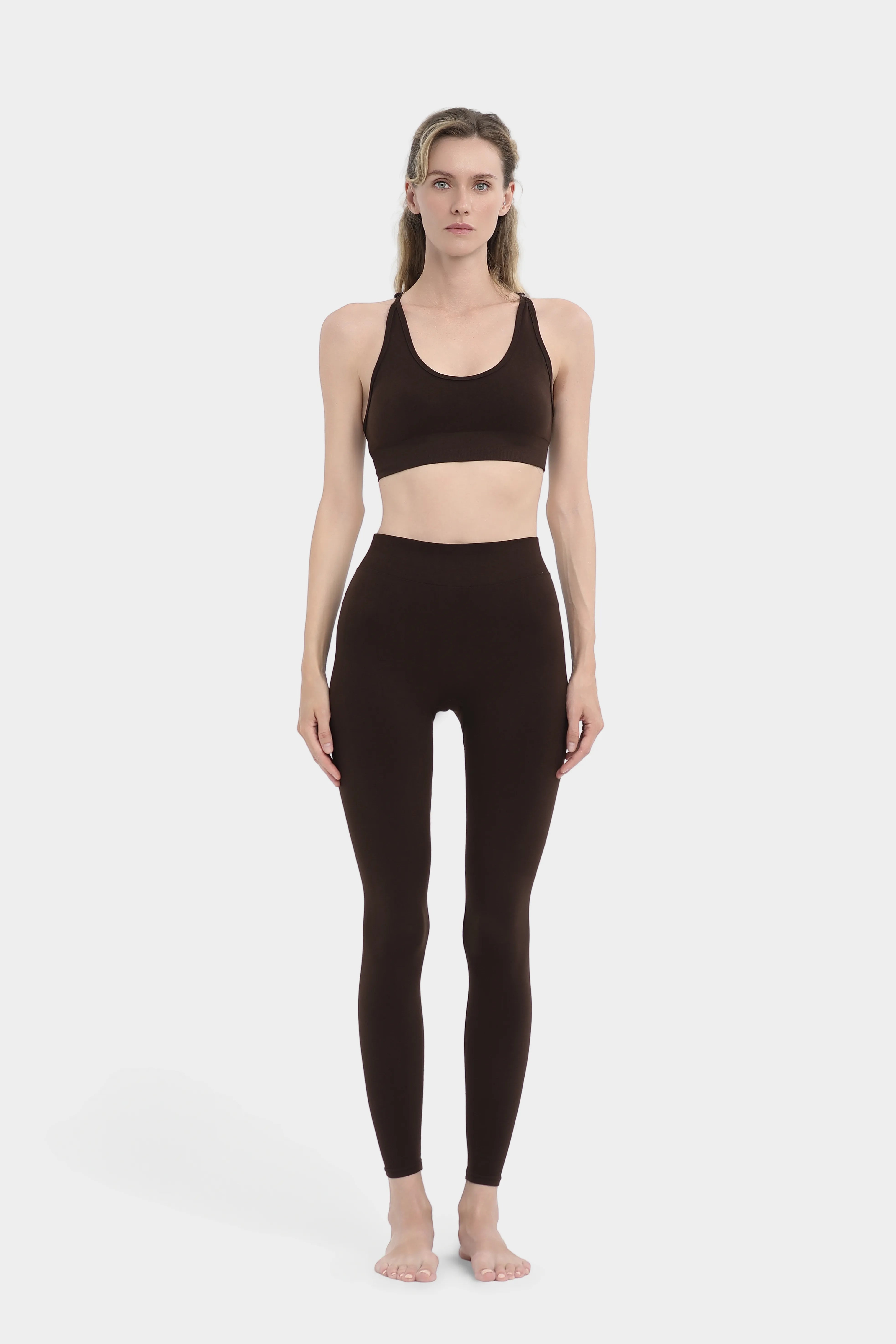 Seamless Çapraz Askılı Spor Bra - Kahverengi