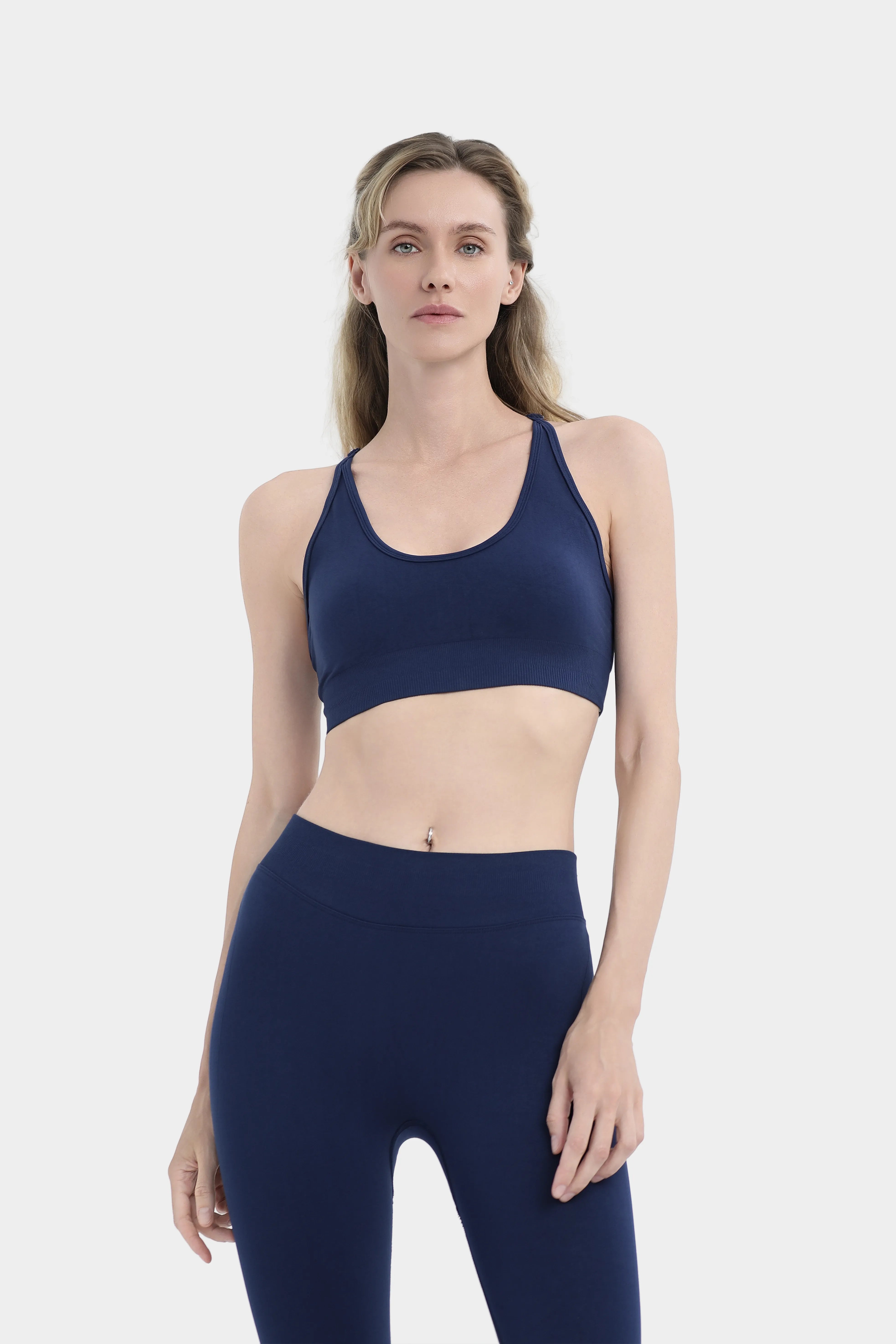 Seamless Çapraz Askılı Spor Bra - Lacivert