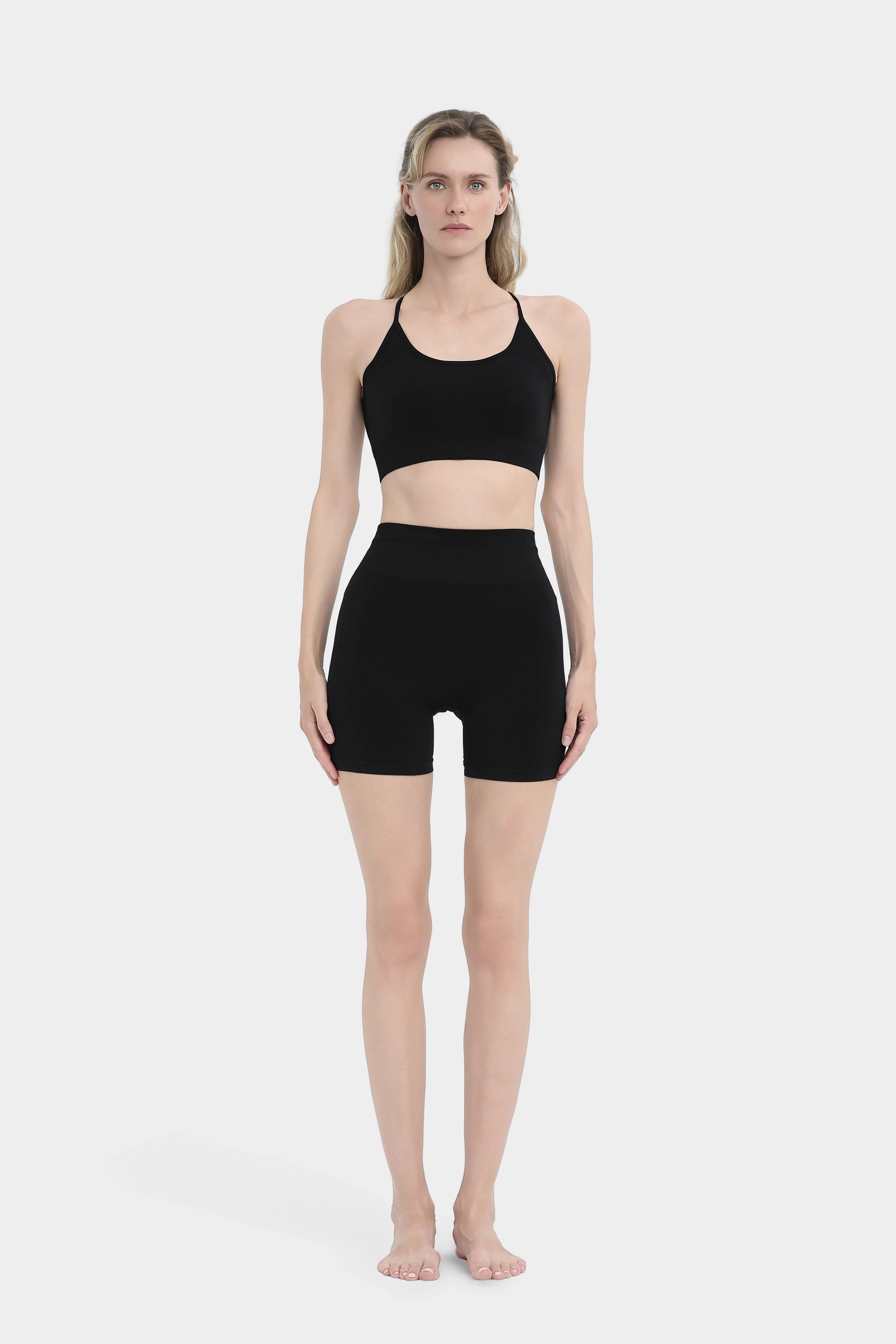 Seamless Yüksek Bel Kısa Tayt - Siyah