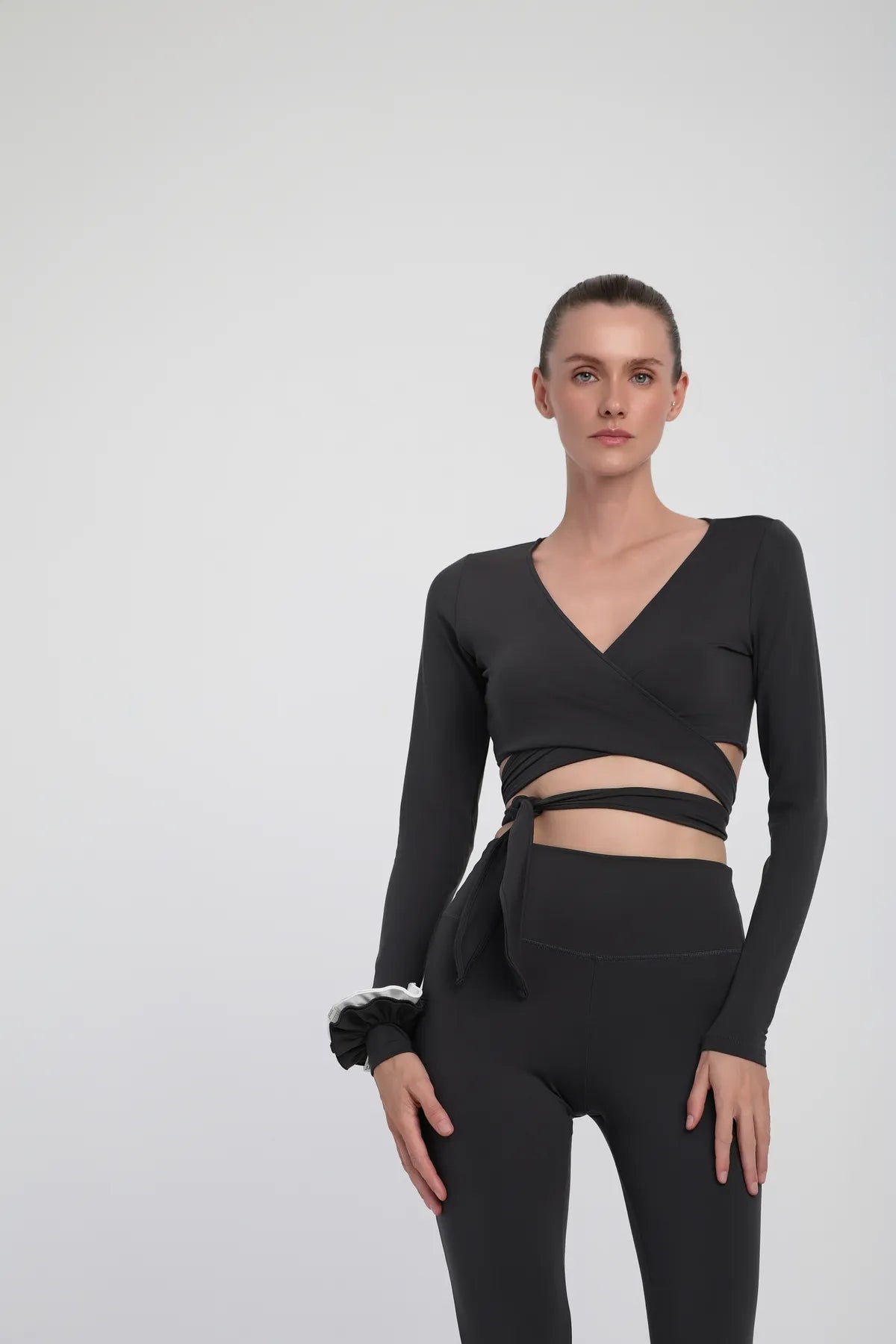 Uzun Kollu Bağlamalı Spor Body - Antrasit