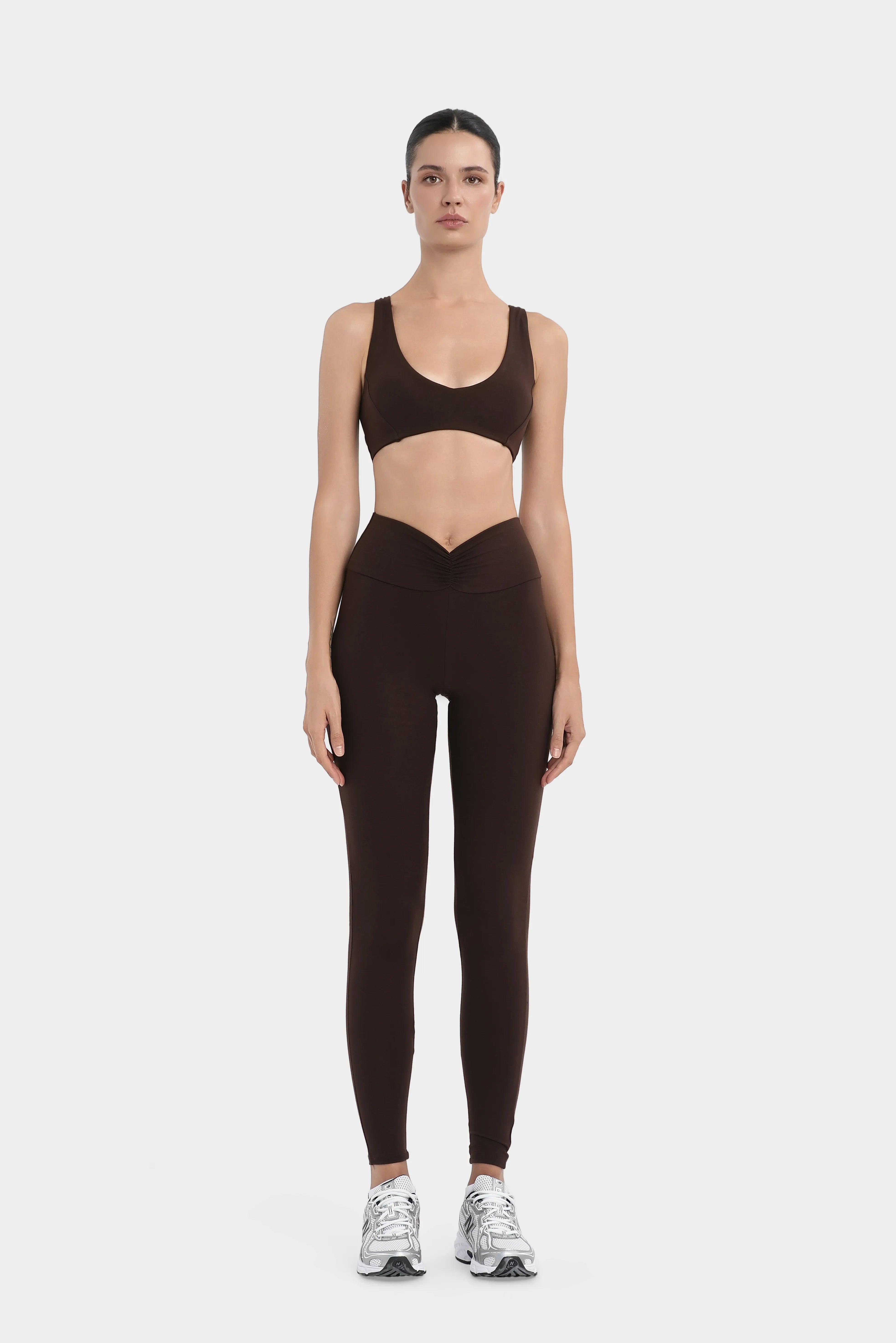 Çapraz Askılı Spor Bra - Kahverengi