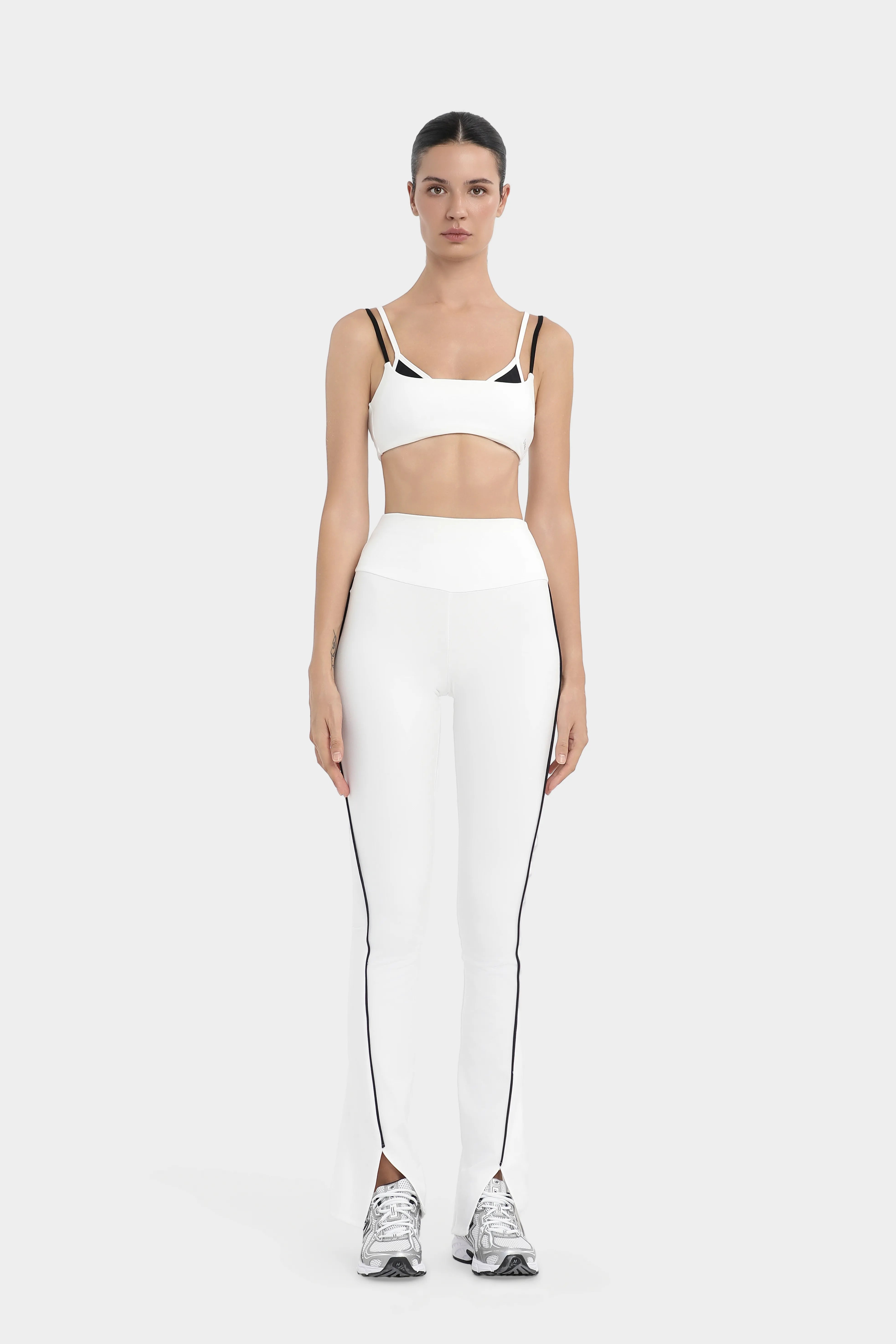 Çift Askılı Destekli Spor Bra - Beyaz