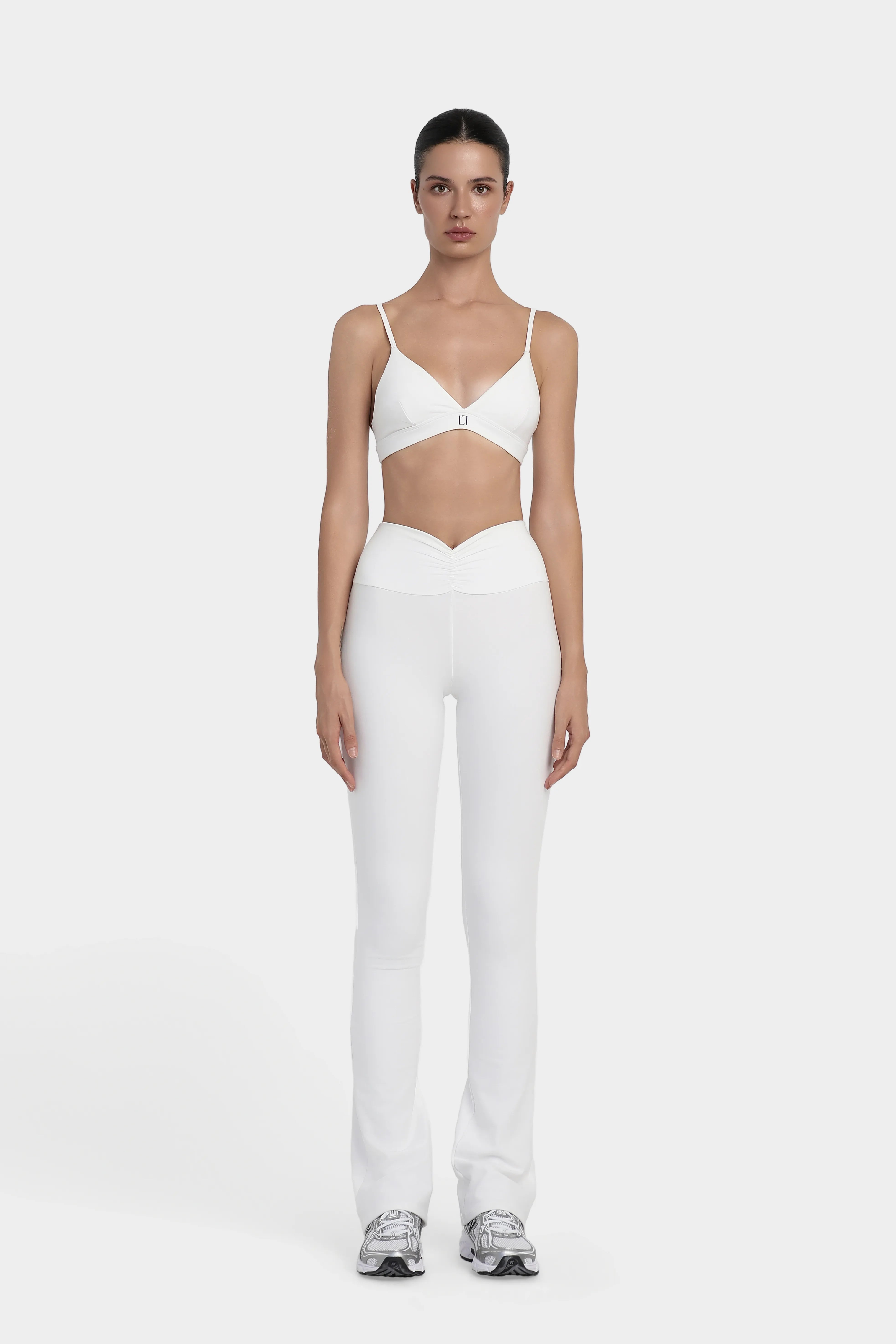 Yüksek Bel Toparlayıcı Uzun Tayt - Beyaz