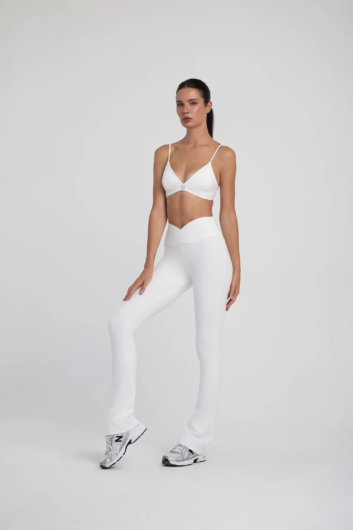 Yüksek Bel Toparlayıcı Uzun Tayt - Beyaz