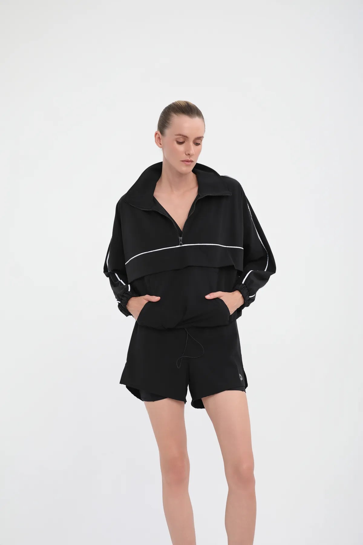 Oversize Koşucu Üst - Siyah