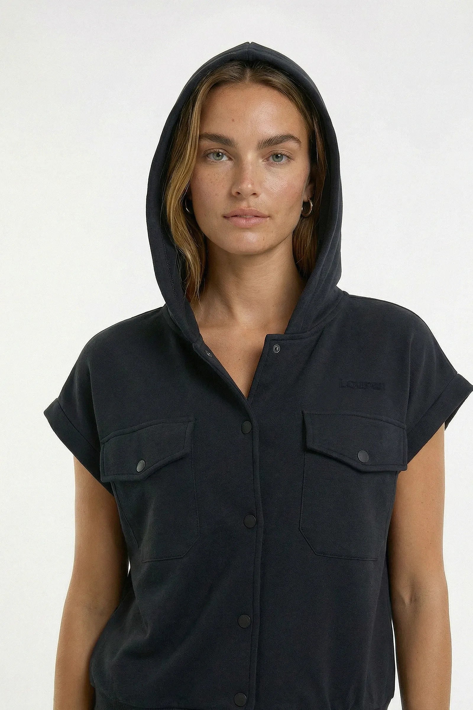 Çıtçıtlı Kapüşonlu Modal Üst - Antrasit