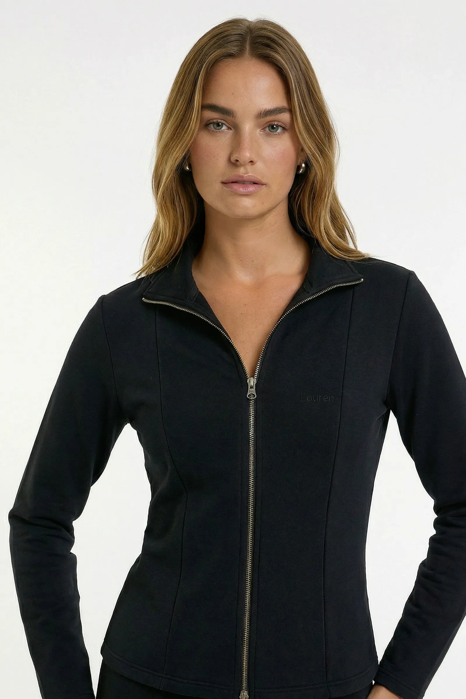 Çift Fermuarlı Yumuşak Dokulu Modal Üst - Siyah