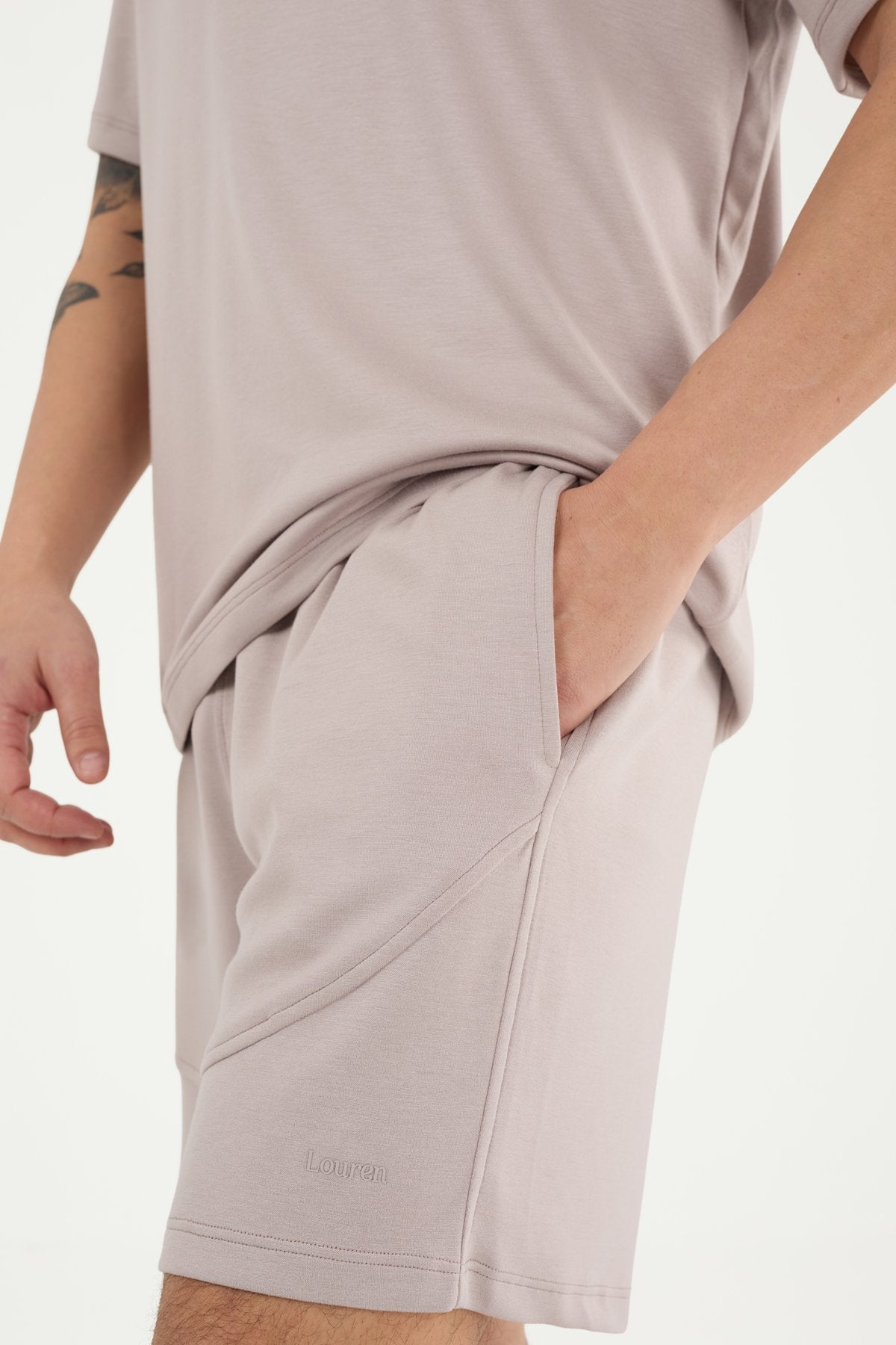 W860 Modal Kumaş Lastik Detyalı Penye Şort