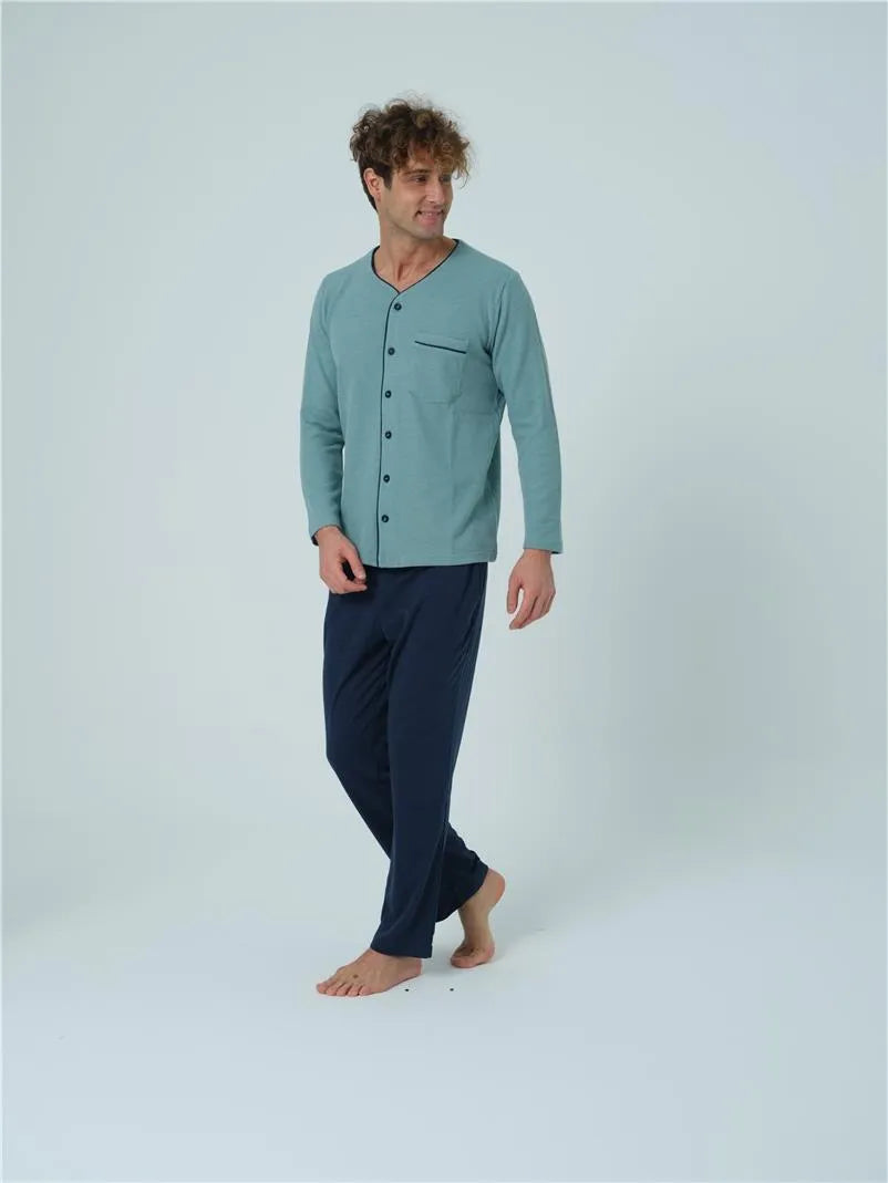HE1500 Gömlek Pijama Takımı - Yeşil