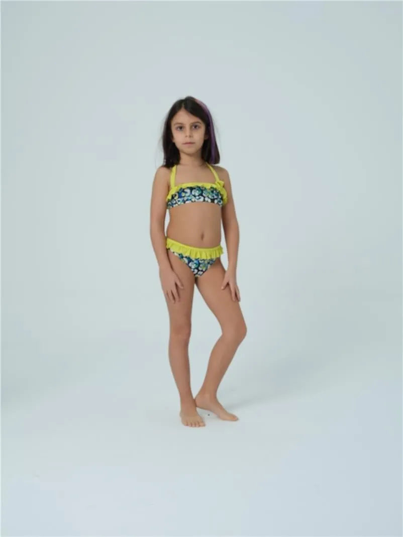 KÇ7503 Kız Çocuk Bikini Takımı - Yeşil